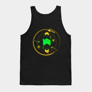 Geometric Planet galaxy yellow Tank Top